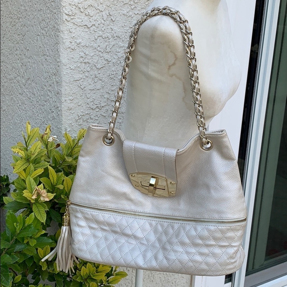 💚Imoshion Pebbled Leather Purse w Gold Chain Straps